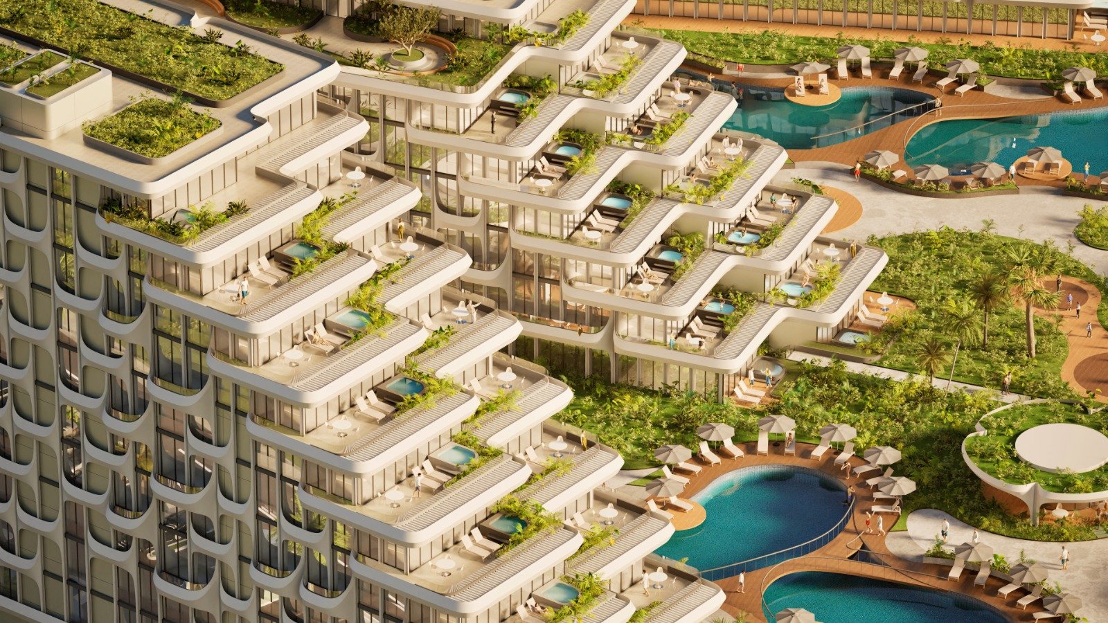 Raffle Residence & Swissôtel — terraces with private pools